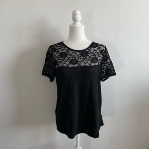 Pete Made in America Black Solid & Lace Blouse